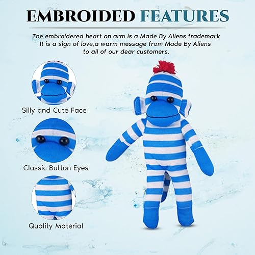 Miniatura 3 de Plushland Adorable mono calcetín, el original juguete de peluche tradicional tejido a mano, regalo para niños, bebés, adolescentes, niñas y niños,