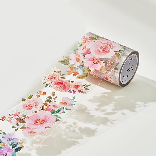 WT Cinta de PET floral para álbumes de recortes, suministros de diario, cinta decorativa de color para estudio bíblico y suministros de