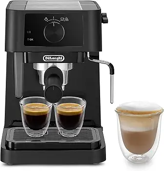 Stilosa EC230.BK, cafetera espresso tradicional con bomba barista, espresso y capuchino, 2 tazas, negro