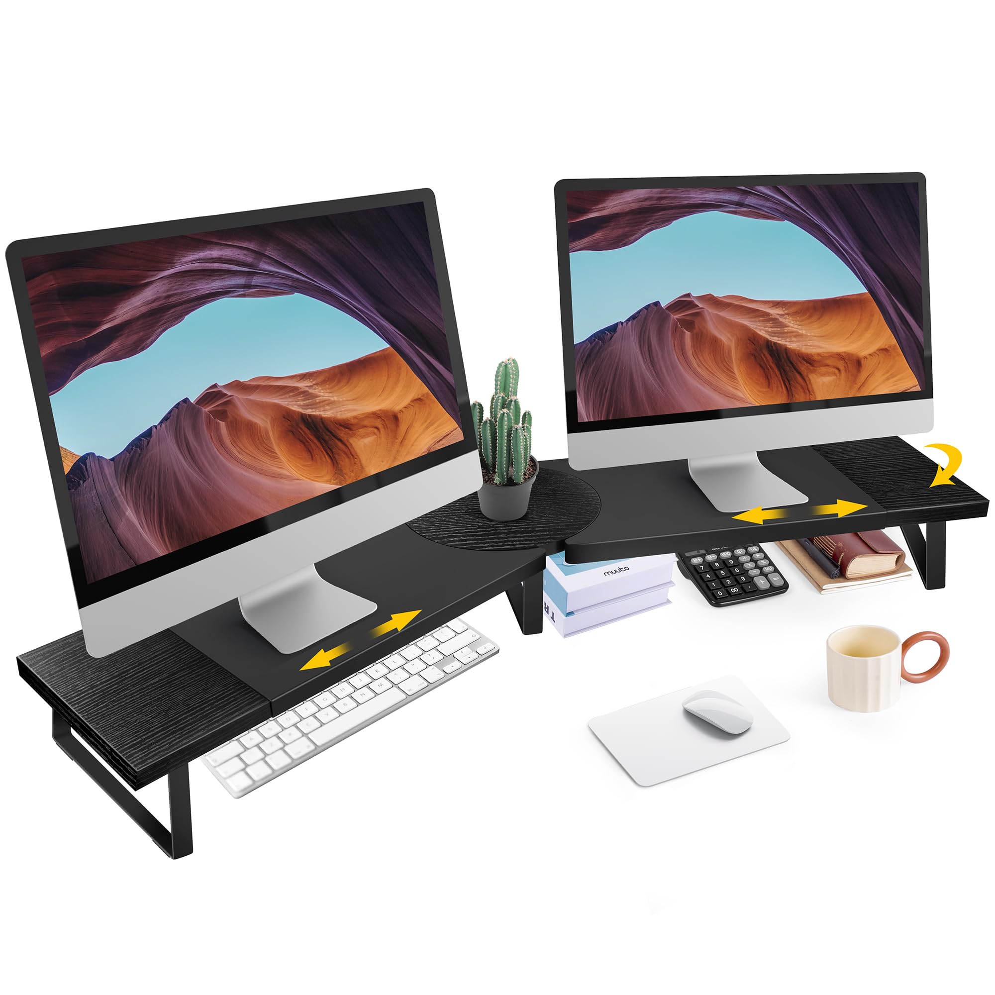 Double Computer Monitor Riser HOMCOM Dual Monitor Stand Riser With