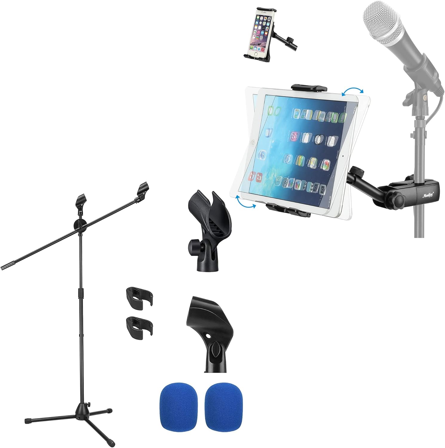 Moukey Mmsph1 Mic Stand Tablet Holder, Microphone Mic Clip
