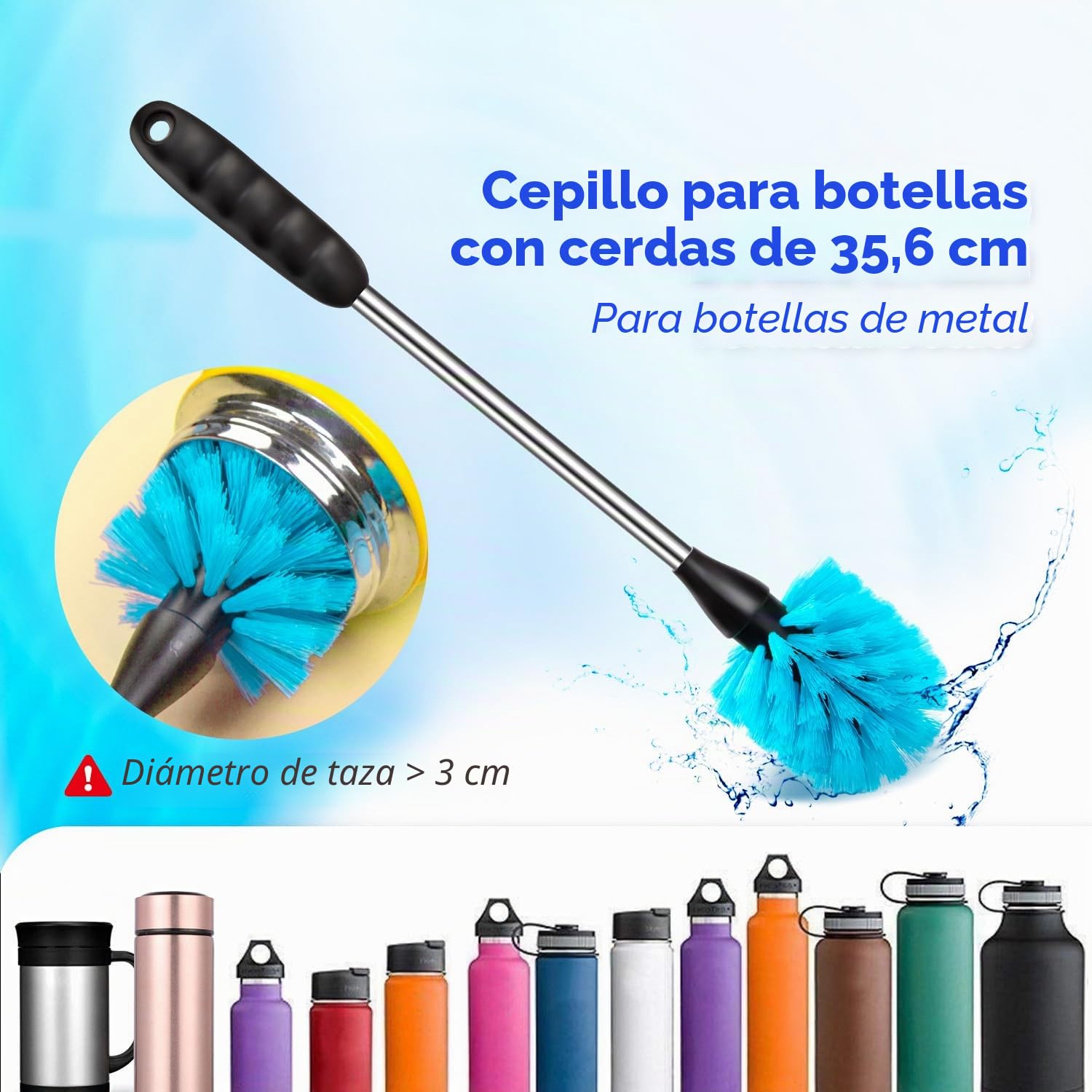 Holikme Juego de 8 cepillos de limpieza para botellas, limpiador de botellas de mango largo para lavar botellas de cerveza de cuello estrecho, decantador de vino, cubierta de taza, color blanco