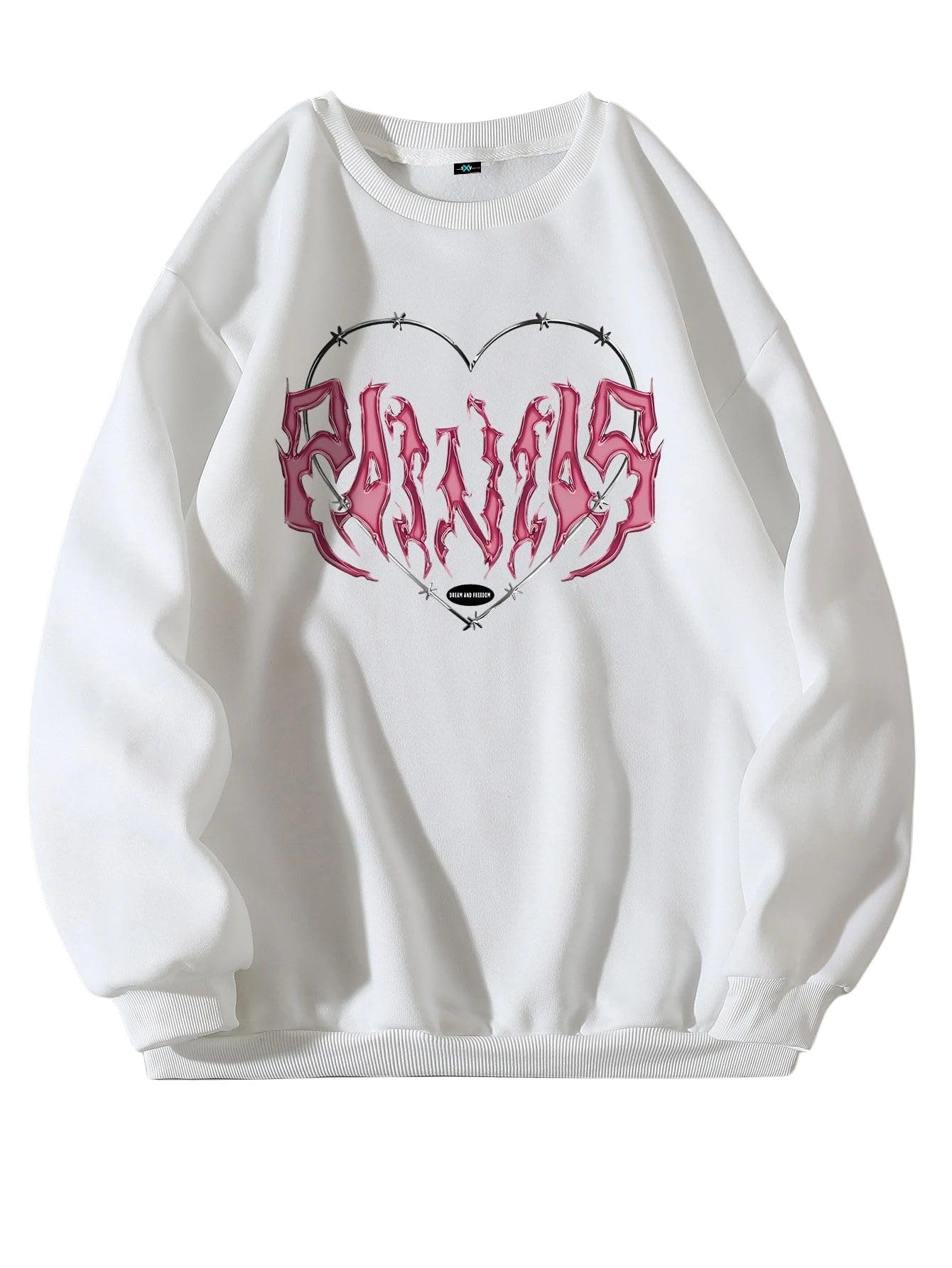 sxv style Heart and Letter Graphic Thermal Lined SweatshirtPullover-picture-31