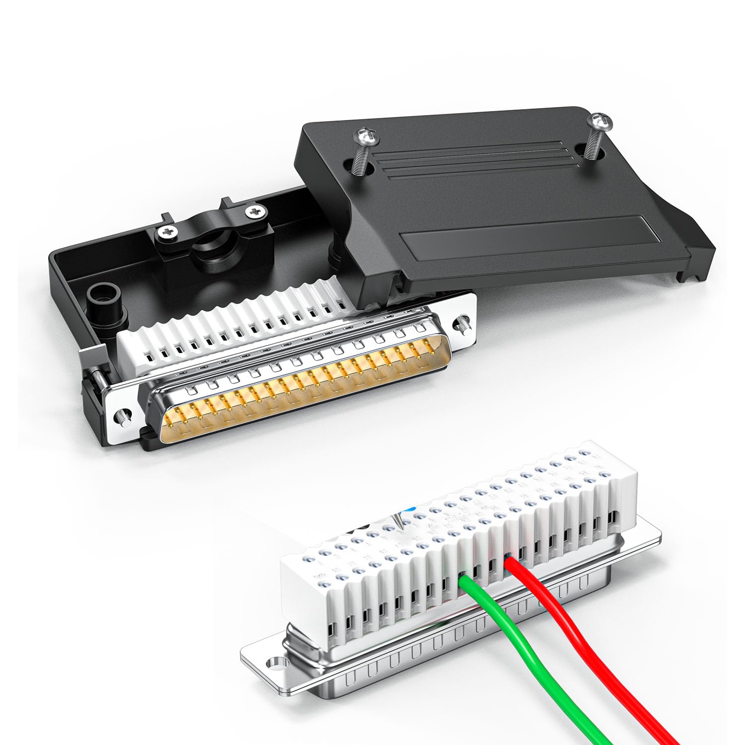 JUXINICE Small DB37 Male Breakout Connector Solderless, D-SUB 37 Pin Adapter Connector Adapter Board，DB37 Connector to Terminal Board Signal Module