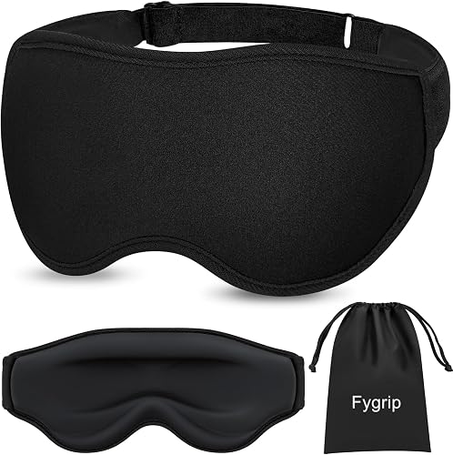 Fygrip 3D Sleep Mask - Contoured Pressure-Free Blackout Eye Mask with Adjustable Strap for Men and Women, Travel Ready Fygrip 3D Sleep Mask - Contoured Pressure-Free Blackout Eye Mask with Adjustable Strap for Men and Women, Travel Ready