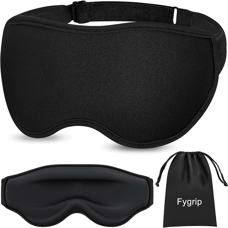 Fygrip 3D Eye Mask Sleep Mask for Men & Women, 100% Pressure-Free & Light Block-Out Eye Mask for Sleep with Easy Adjustable Strap,