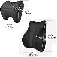 Vista 6 de Soporte lumbar y almohada cervical para silla de oficina y asiento de automóvil, cojín de espuma viscoelástica suave con correa ajustable, diseño