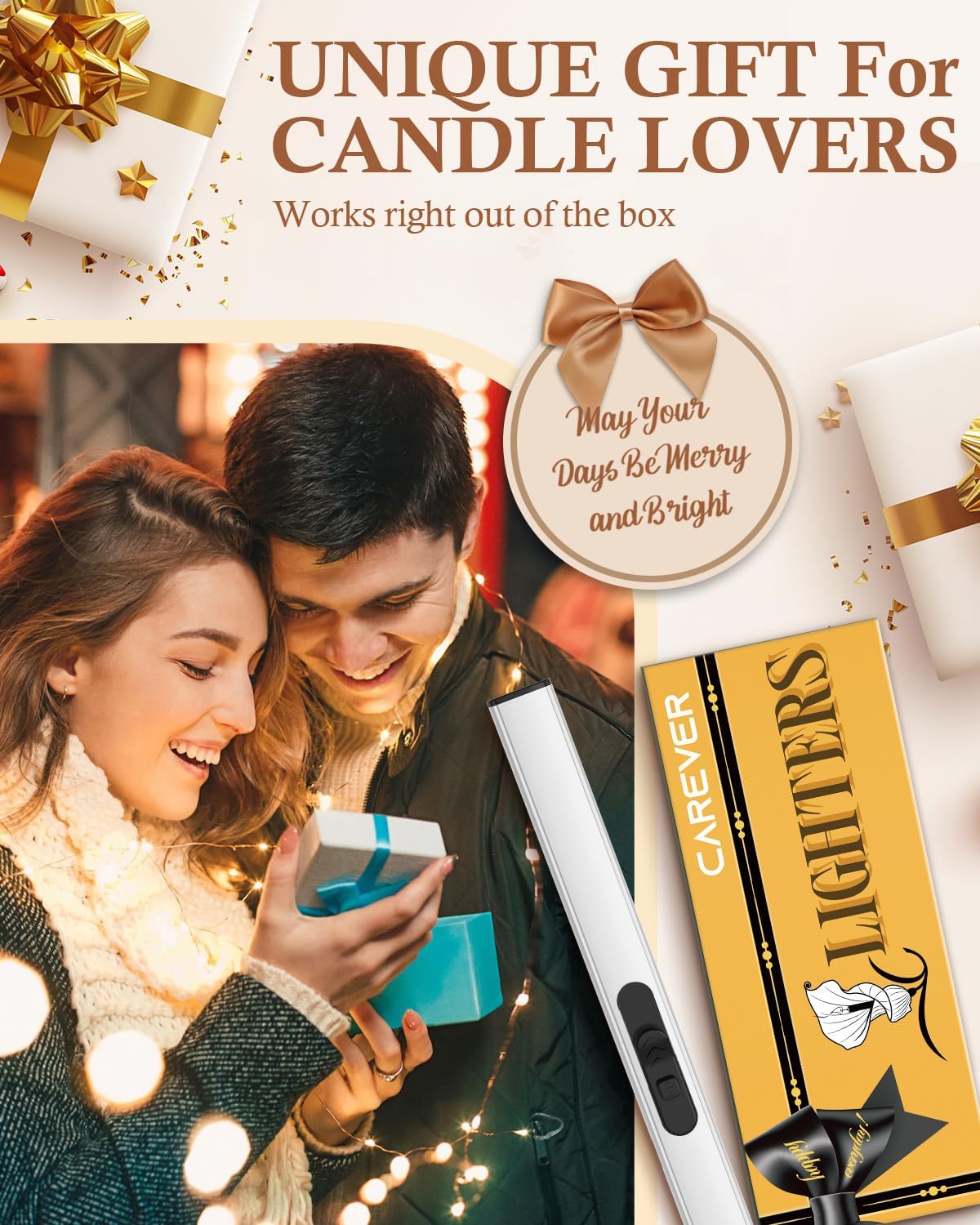 Mens Stocking Stuffers for Women Electric Lighters for Candle - Women Gifts for Christmas Rechargeable Plasma Lighter Flameless Windproof Candle Lighter Grill Gifts for Men Adults Wife Girls