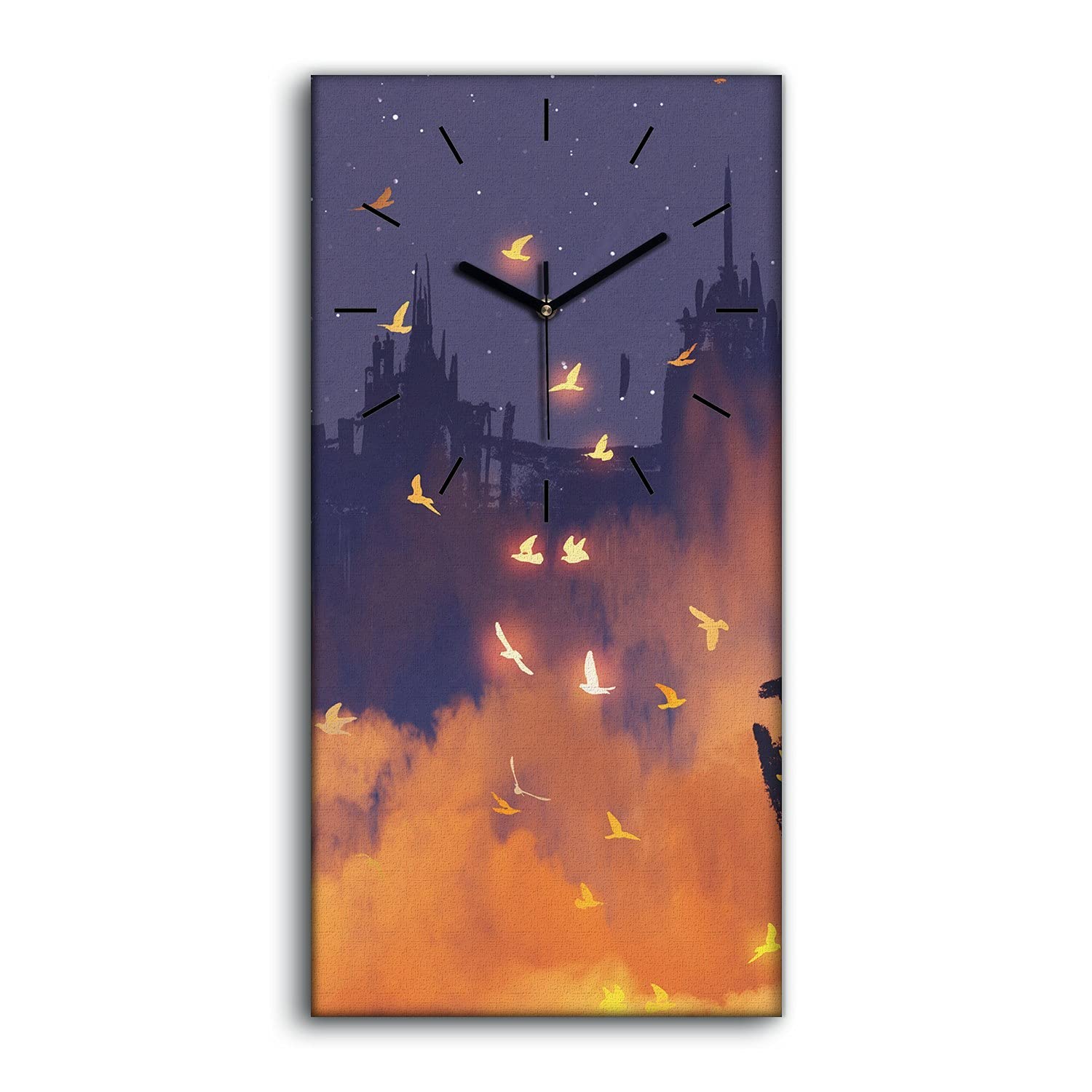 Horloge sur Toile Mains Noires 30x60cm Tableau Mural Homme dans la Ville