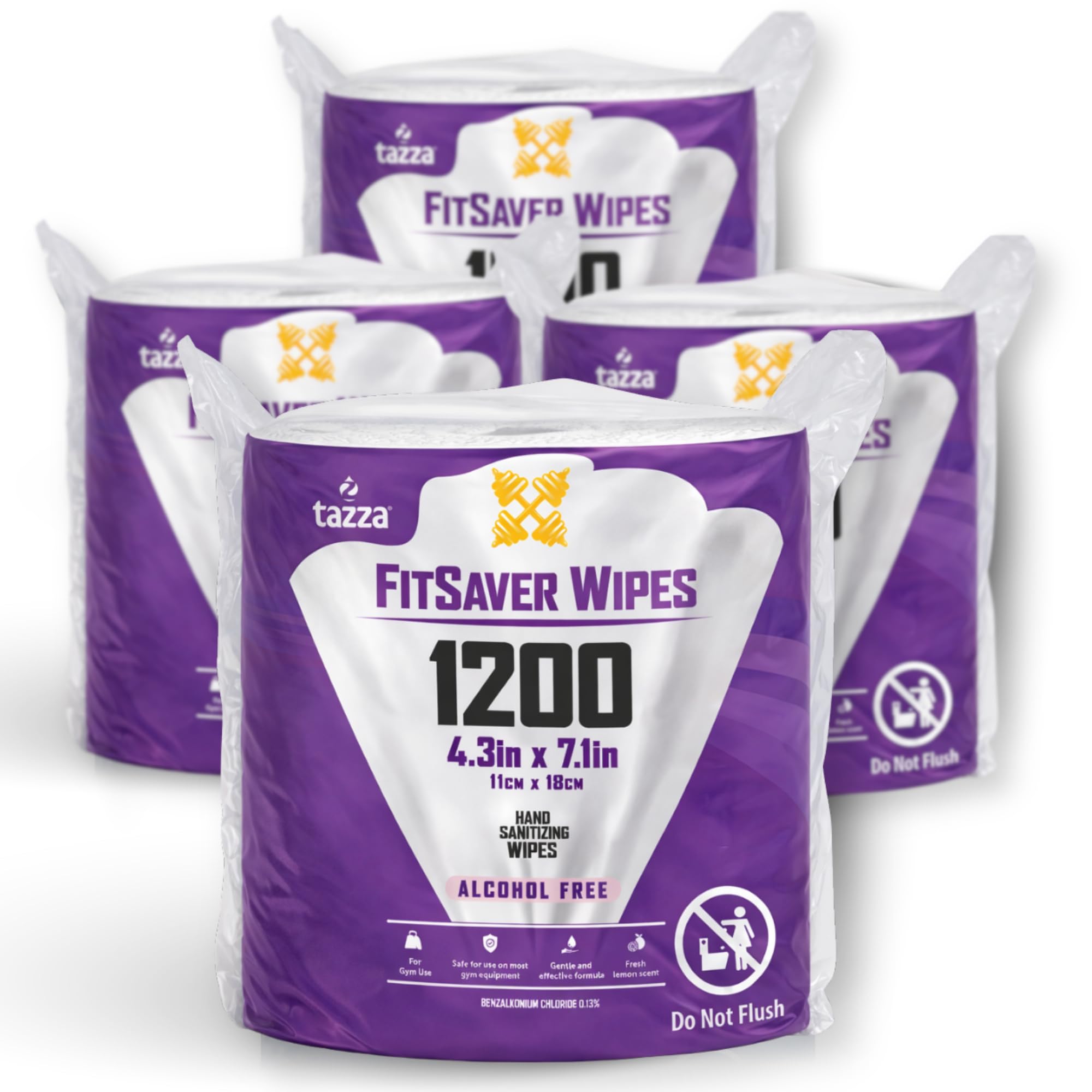 Tazza TAZZAWP1200 Wet Wipes - Bulk 4 x 1200 Ct, Durable Pre-Saturated Cleaning Gym Equip Wipes. 1 penny a wipe!