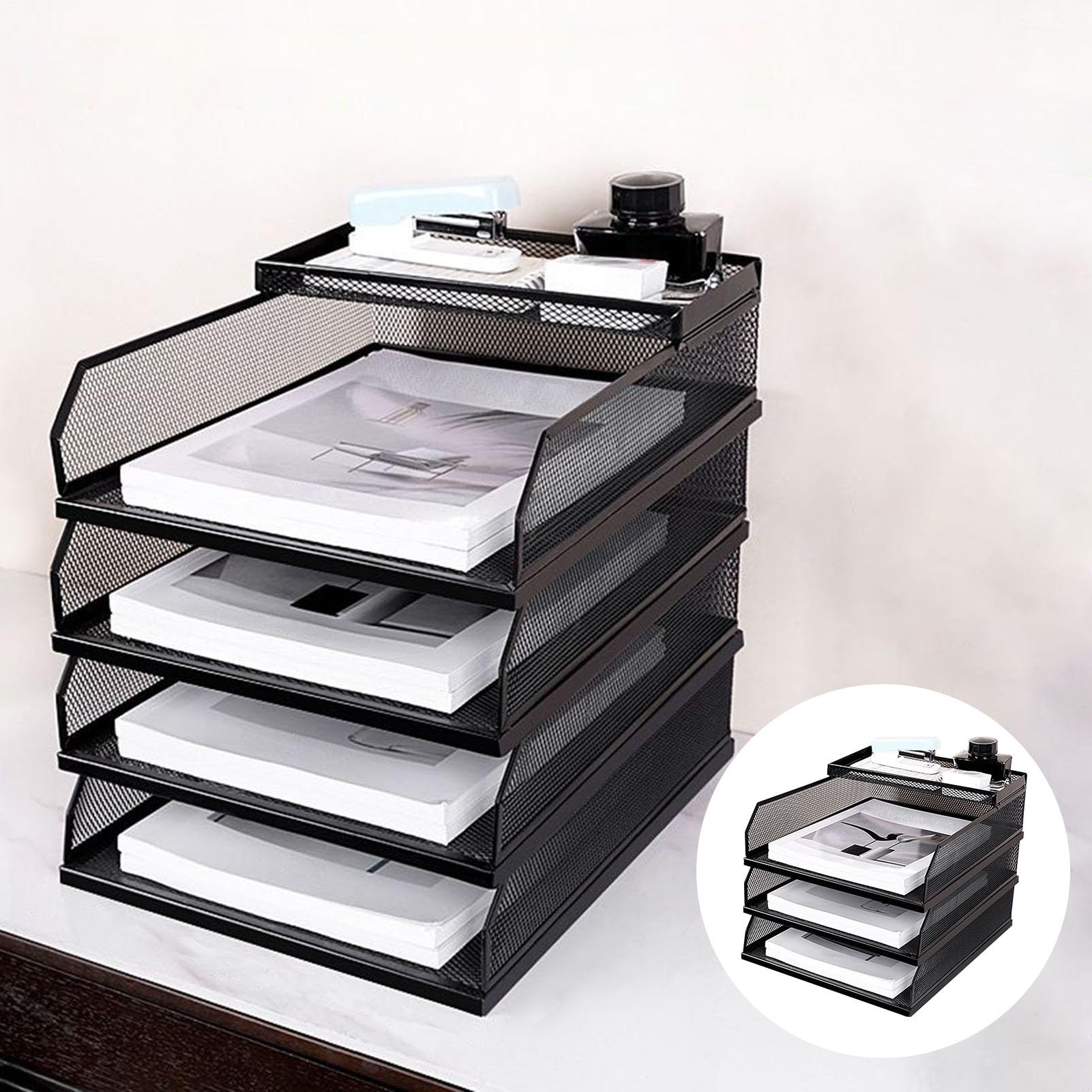 Organizador de Escritorio Bandeja para Cartas Soporte Vertical Apilable