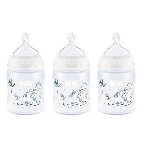 NUK Smooth Flow - Biberón anti-cólico, 5 onzas, paquete de 3, cebra