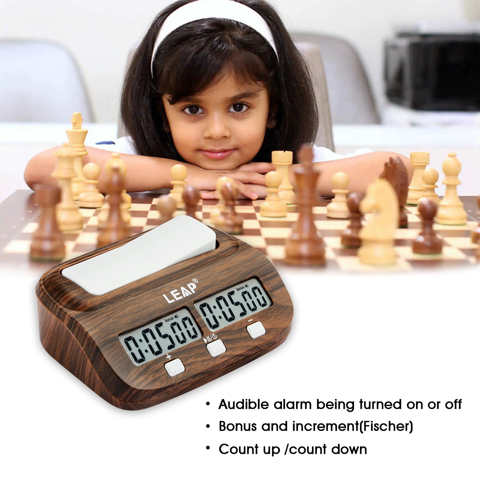 Reloj de ajedrez Digital con retardo de bonificación, Temporizador portátil con Funciones de Torneo y Tiempo de bonificación, Temporizador Profesional para Juegos de Mesa