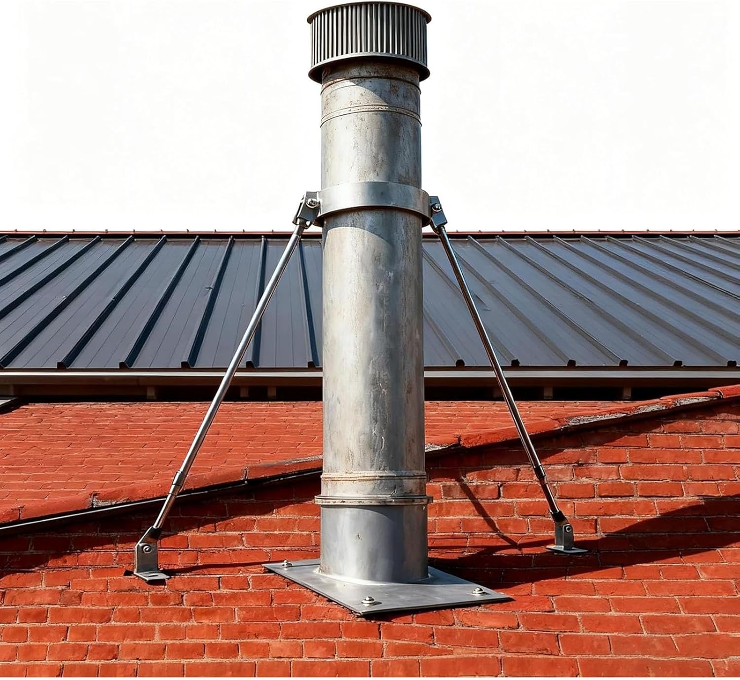 Stainless Steel Roof Chimney Pipe Brace Holder, Outdoor Fixing Bracket for Stove Pipes, Durable Support Kit for Wall Drain Pipes (4.72in Hoop Diameter)