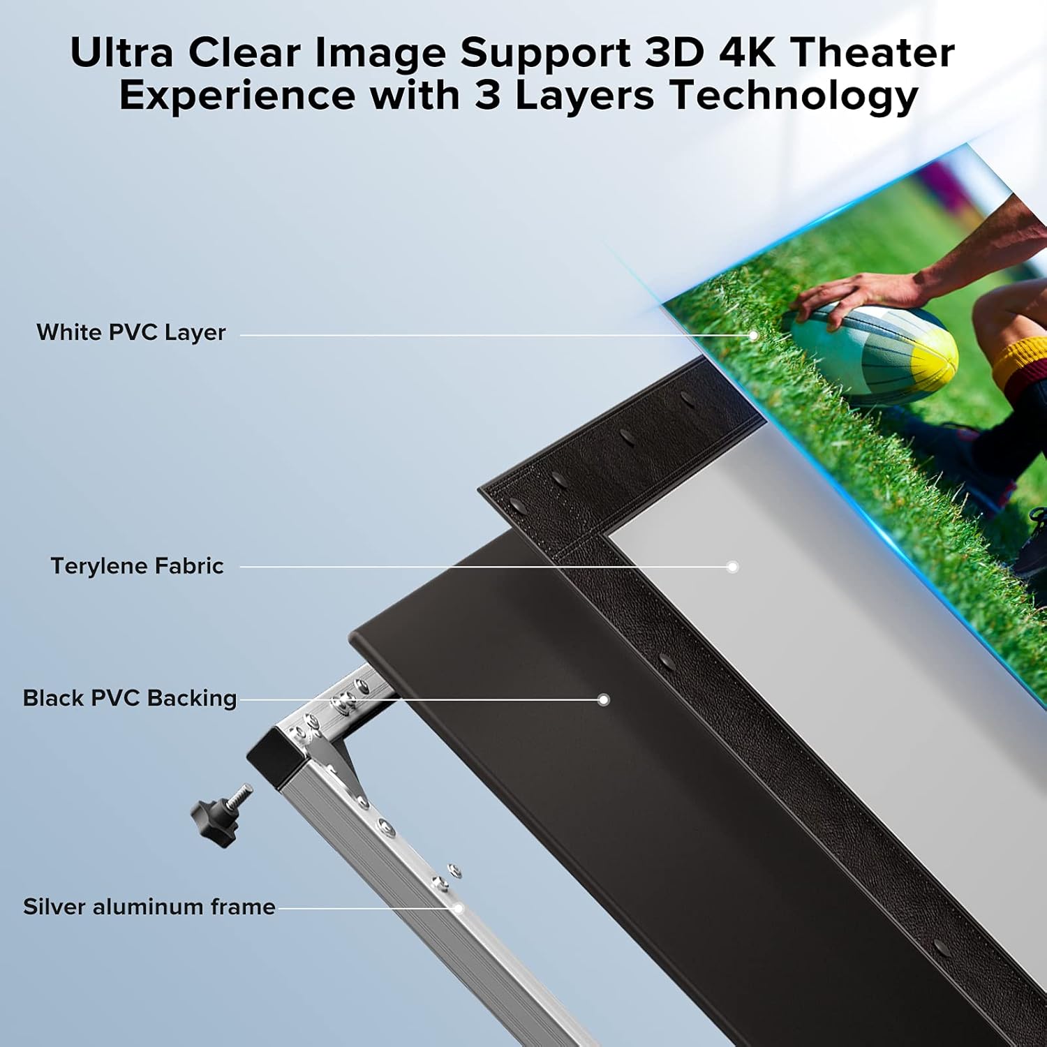 ❤ Crаzу Dеаlѕ Projector Screen and Stand 120 inch Outdoor Projector Screen with Stand Upgraded PVC 3 Layers with Black Backing 4K HD 16:9 Projection Screen, Portable Front Movie Screen for Home Theater Backyard