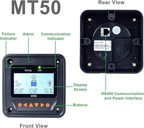 Miniatura 6 de EPEVER MPPT - Controlador de carga 30A Max PV 100V entrada 12V24V automático, conexión a tierra negativa con MT50 y sensor de temperatura, funciona