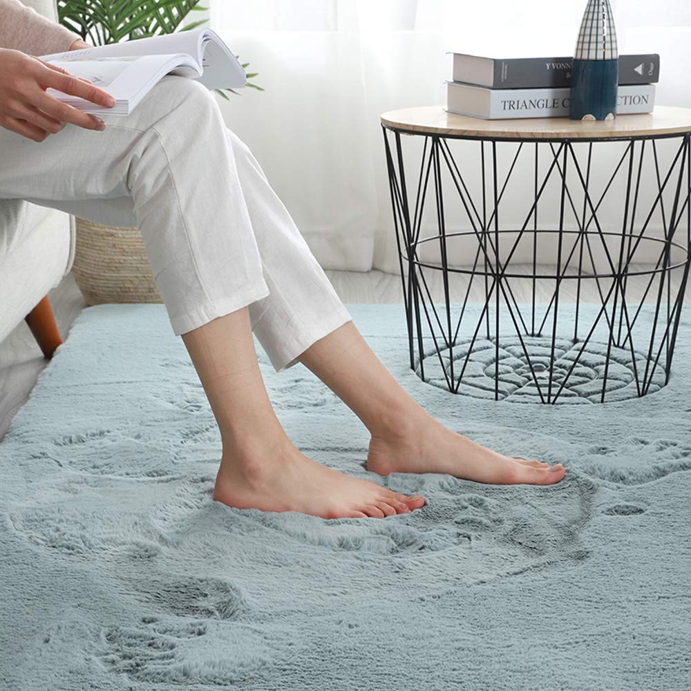 Tappeto in finta pelliccia di coniglio, ultra morbido vellutato, per sedia, divano, divano, divano, salotto, beige, 160 x 230 cm