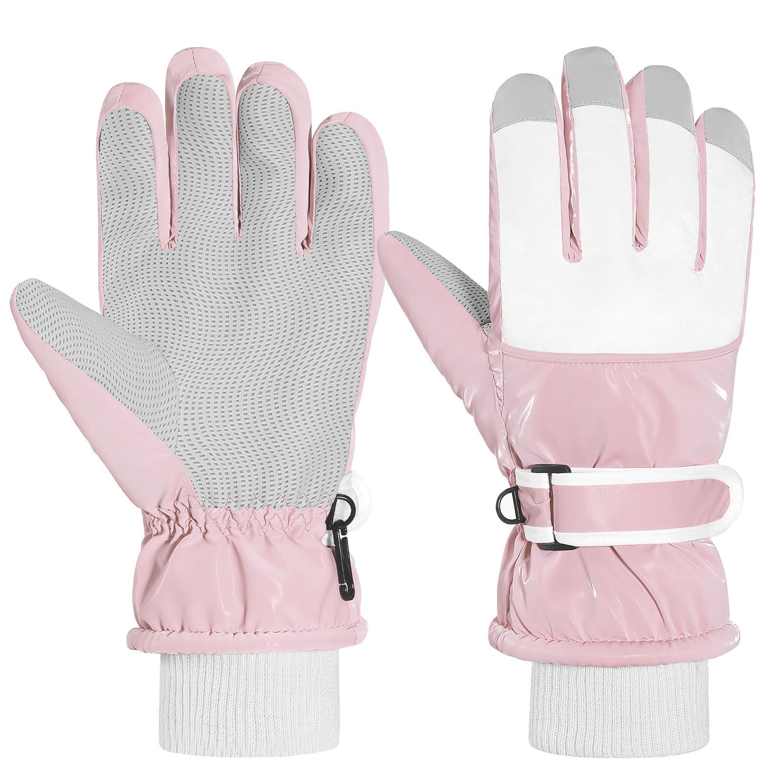 MoKo Kids Winter Gloves, Waterproof Ski Gloves with Elastic Cuffs, Windproof Kids Ski Gloves, Thermal Kids Snow Gloves for Children Aged 6-15, Skiing, Snowboarding, Sledding, Cycling