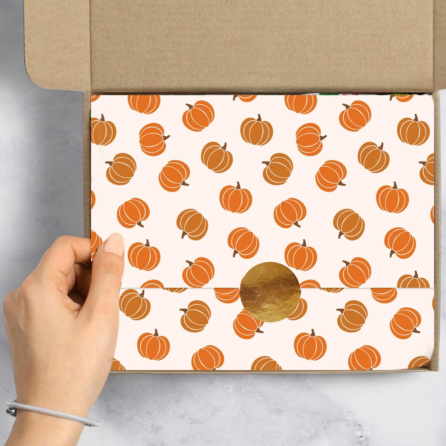 Whaline 100 Sheets Fall Tissue Paper Gift Wrapping Paper Orange Pumpkin Decorative Art Tissue for DIY Crafts Autumn Thanksgiving Birthday Baby Shower Party, 14 x 20 Inch