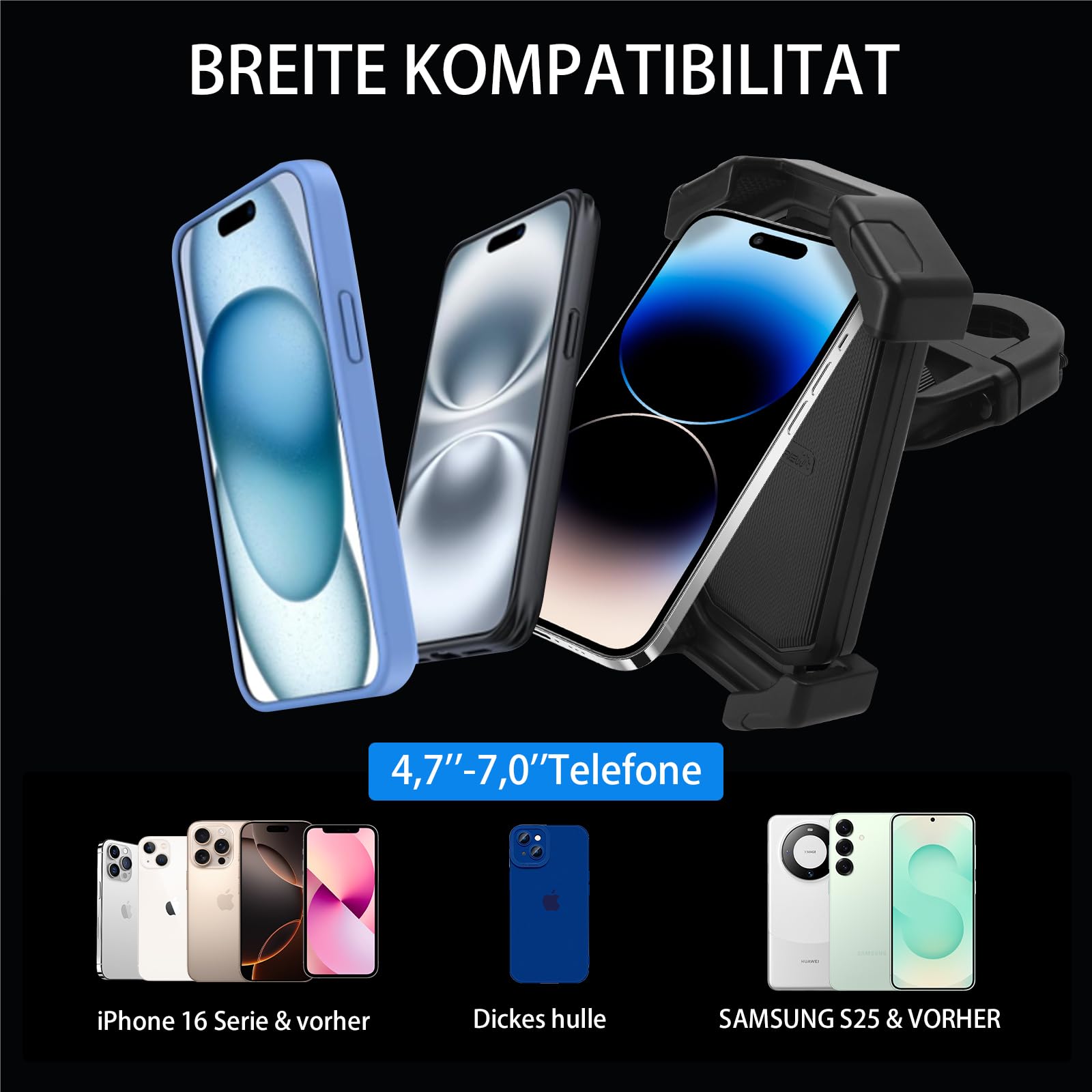Uchwyt Na Telefon Rowerowy Motocyklowy Z Obrotową Głowicą, Łatwa Instalacja, Kompatybilny Z Większością Smartfonów O Przekątnej Od 4 Do 7 Cali, Stabilny I Wytrzymały, Idealny Nierównych
