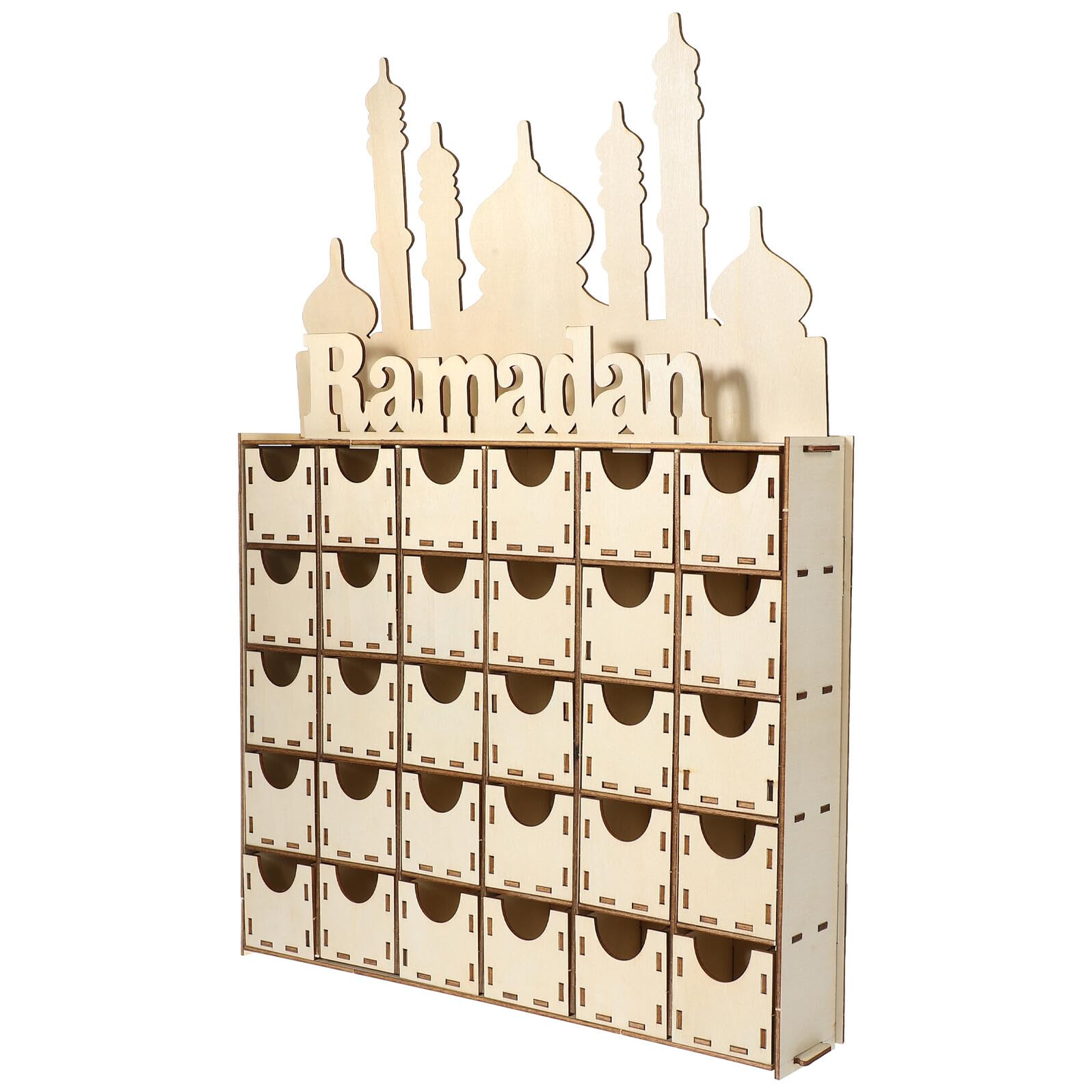 Calendario de Adviento Ramadán de Madera Decoración Contador Regresivo DIY para Eid Mubarak Decoración de Mesa con Diseño Detallado y Estructura Estable