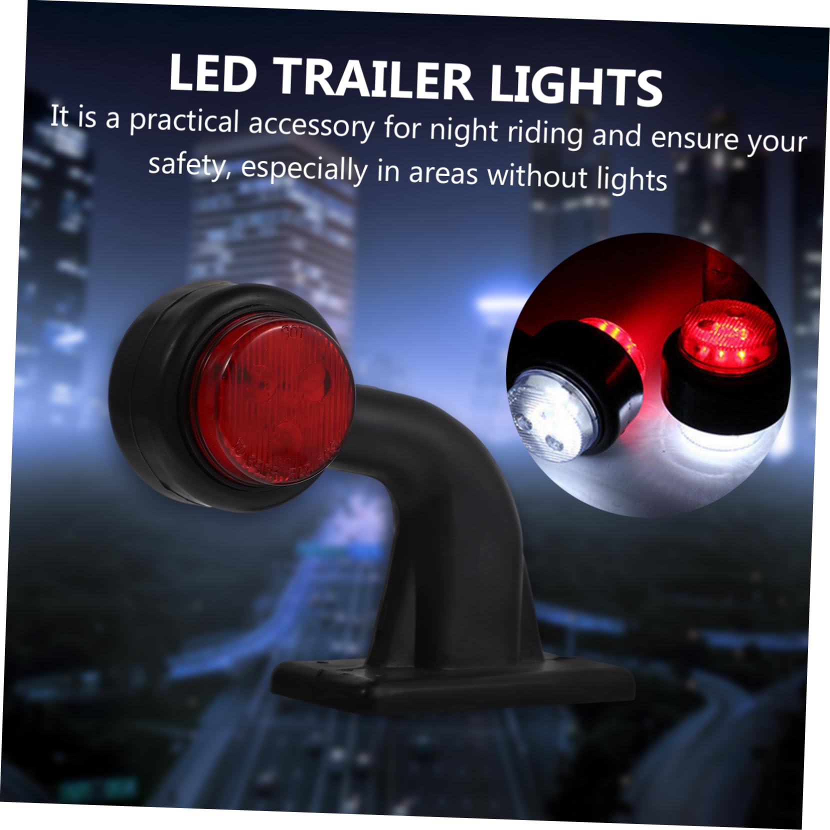 Vaguelly Luces de Señal LED Laterales 12 Led Color Blanco y Rojo Material Abs Fácil de Desmontar, Paquete para Camión y Remolque