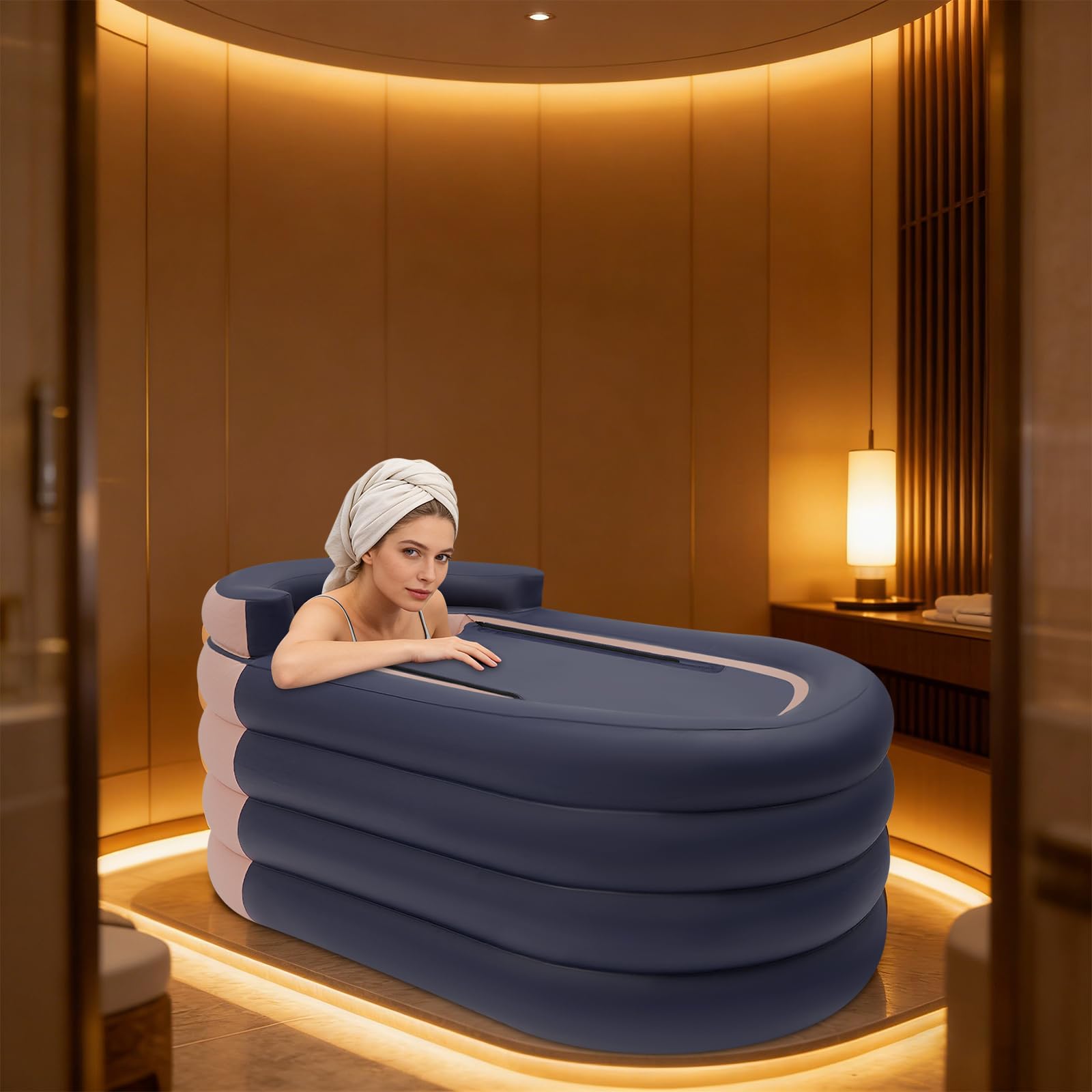Vasca da Bagno Gonfiabile, Spa Portatile, PVC Rinforzato,Pompa Rapida 1 Min | Casa Bagno, Spa Relax, Viaggi Campeggio, PVC rinforzato 4 strati, Pompa 1 min, 140x84x74cm