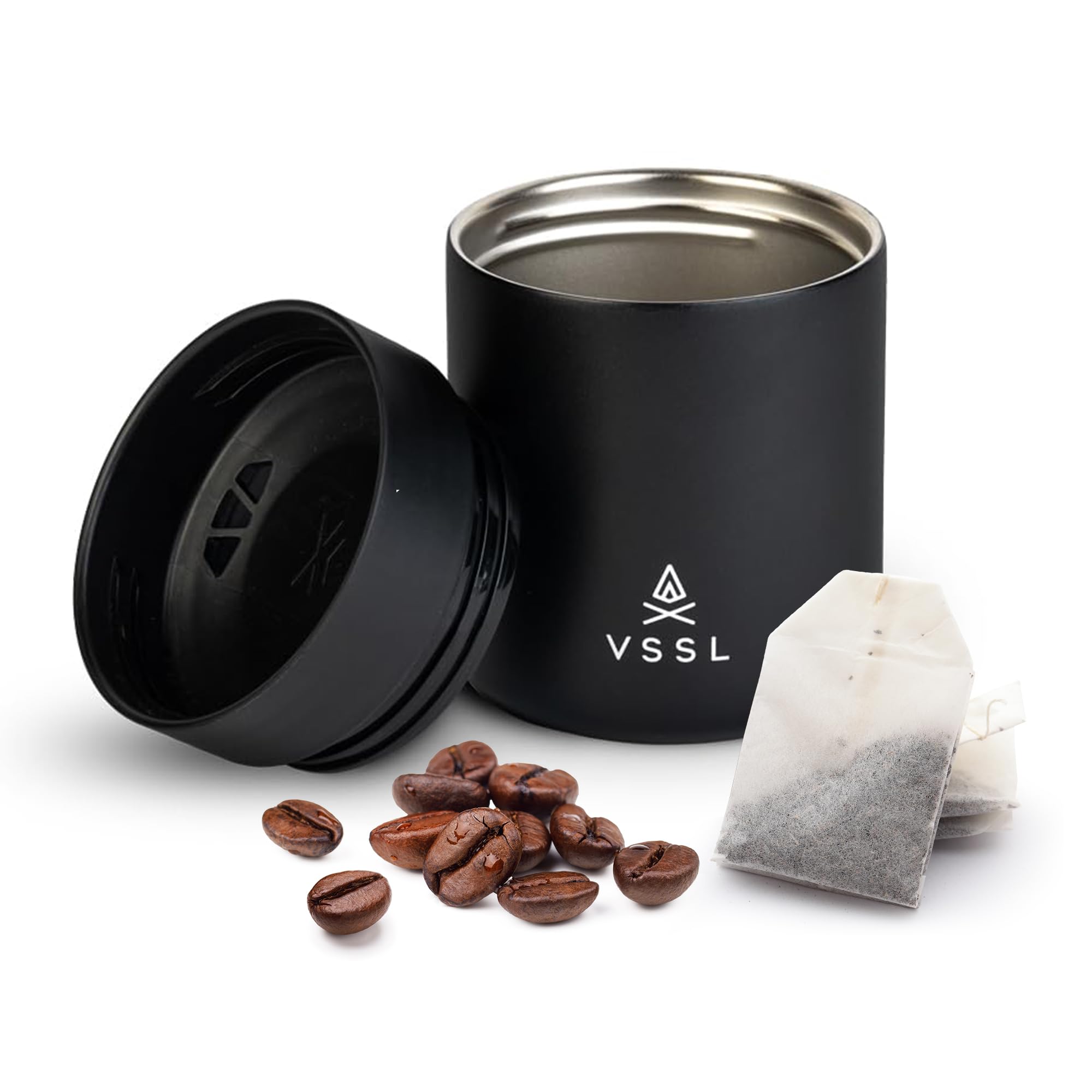 VSSL Nest 10 oz Mug, Stainless Steel, Double Walled, Vacuum Sealed &amp; Integrates Nest Products, (Black)