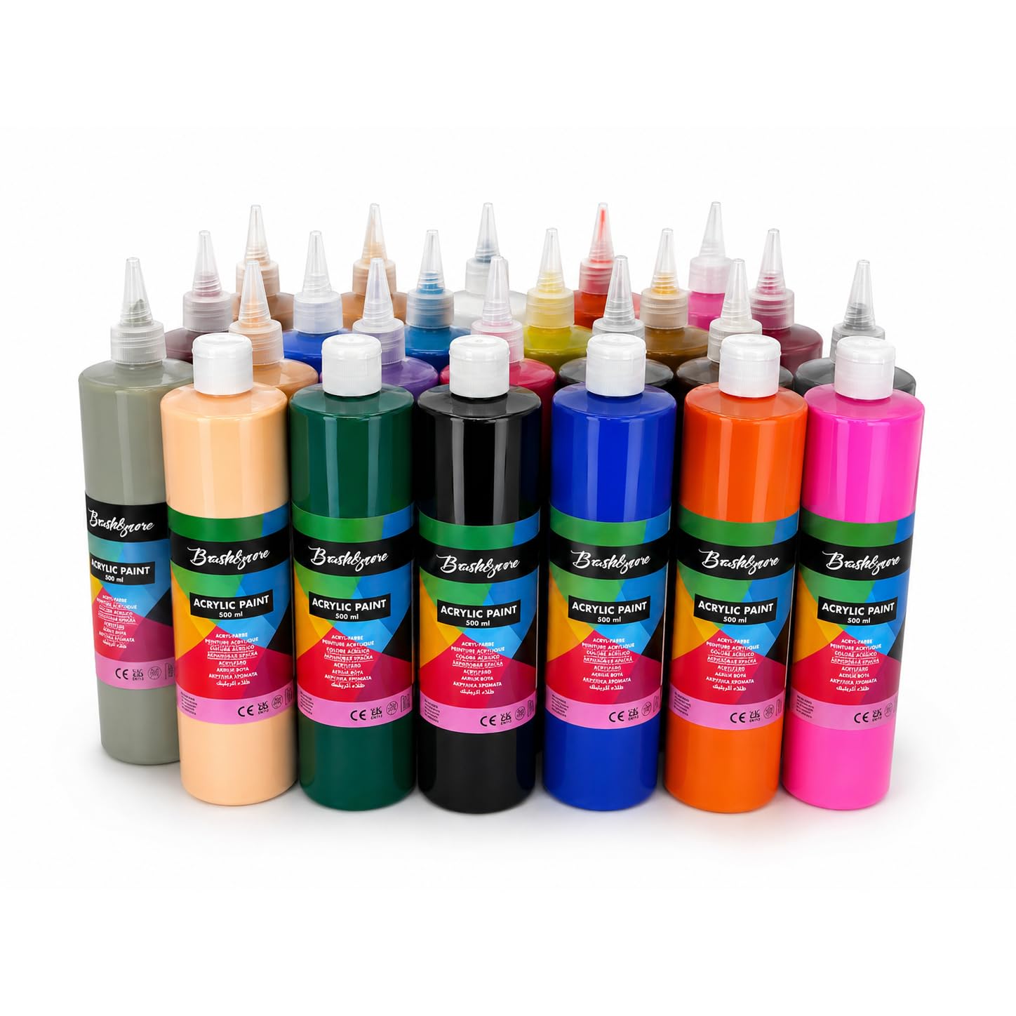 SÜDOR Acrylfarben Set 24 × 500 ml – Hochpigmentierte Künstler-Acrylfarben mit starker Deckkraft – Für Jugendliche & Erwachsene ab 14 Jahren – Ideal für Leinwand, Holz, Stein & Pouring