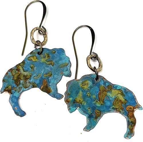 Miniatura 2 de Aretes de búfalo de pátina de óxido turquesa bohemio, ideas de regalo de joyería de cobre para