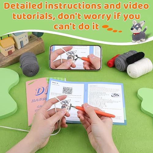 Miniatura 5 de Hssugi Kit de ganchillo para principiantes, kit de animales de ganchillo, kit completo de inicio de ganchillo para adultos con tutoriales en video