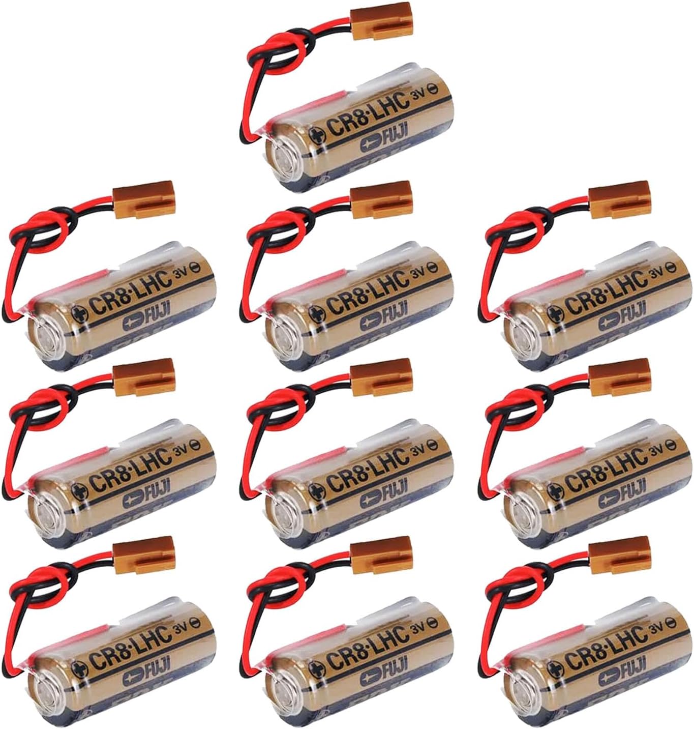 [10 Pack] 3V 2600mAh CR8. LHC Battery with Brown Plug for Fuji FDK CR8. LHC 17450 for Fuji Battery Memory Backup Power Source Water Meters
