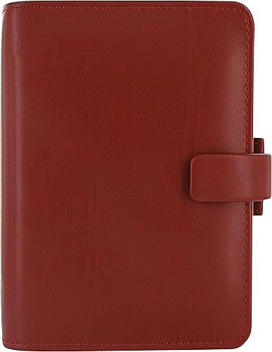 Filofax Metropol - Organizador de tamaño personal, color rojo, aspecto de cuero, seis anillos, calendario semanal para ver, multilingüe, 2024