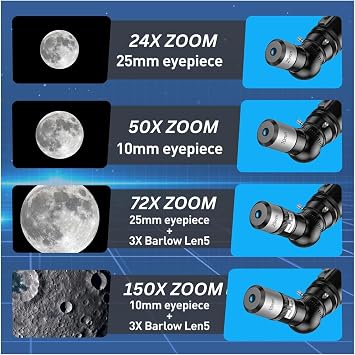 Tripod Telescope for Beginners - 150X Magnification Capacity, 70mm Lens Aperture, 400mm Focal Length, High Image Quality, Easy Installation, Astronomical Telescope with Bag