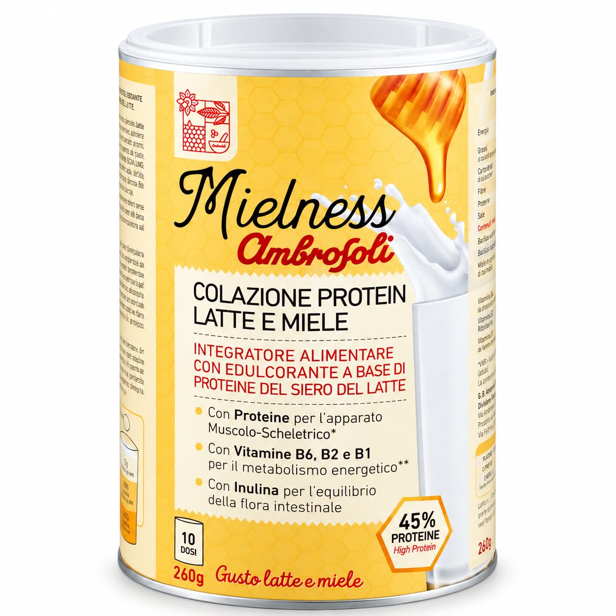 Ambrosoli Colazione Protein Mix Proteico per Shake Latte e Miele 260 g