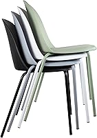 Vista 4 de 2xhome Juego de 2 sillas apilables de cocina de comedor laterales sin brazos de plástico con parte trasera curvada forma redonda patas de metal