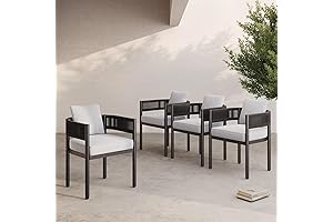 Grand Patio Outdoor Dining Chair Set of 4, All-Weather Metal Woven Wicker Patio Dining Chairs