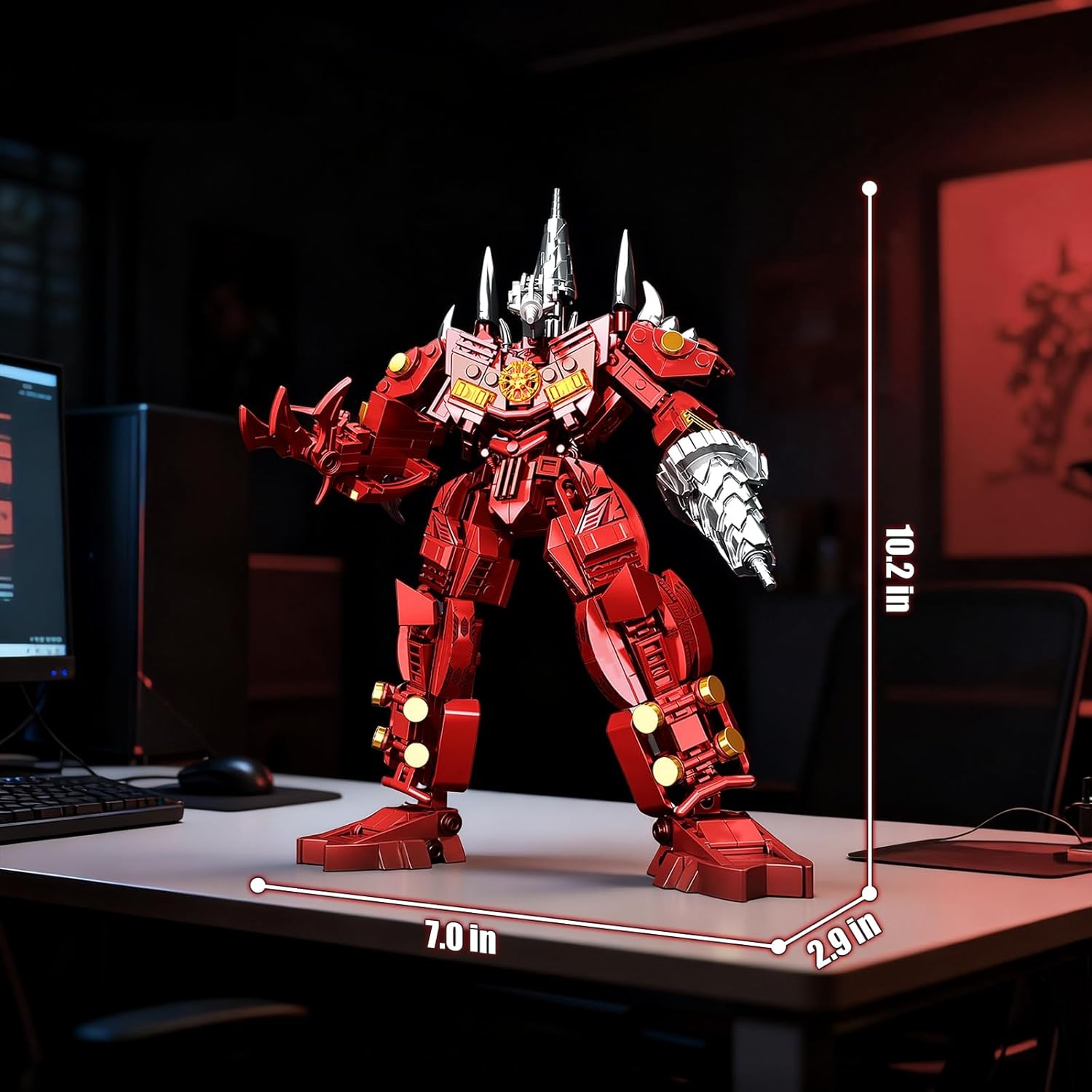 HIGH GODO Red Drill Mech Robot Building Blocks Set, Toilet Upgraded TV Figure Mech Model Building Kit, Cool Creative Robots Toys Gift for Teens Adults, 437 Pieces