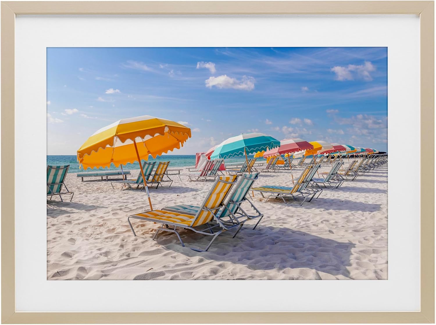 Stupell Industries South Miami Beach Chairs Birch Framed Print Under Glass design by Richard Silver, 14 x 20