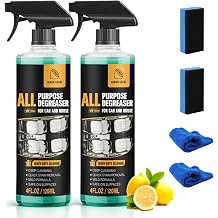 2Pcs All Purpose Degreaser for Car and House,Lemon Scent,Heavy-Duty Cleaning Spray For Car Interior and Exterior,Quick Stain Removal for Kitchen,Countertops,Appliances,120ml/4fl.oz