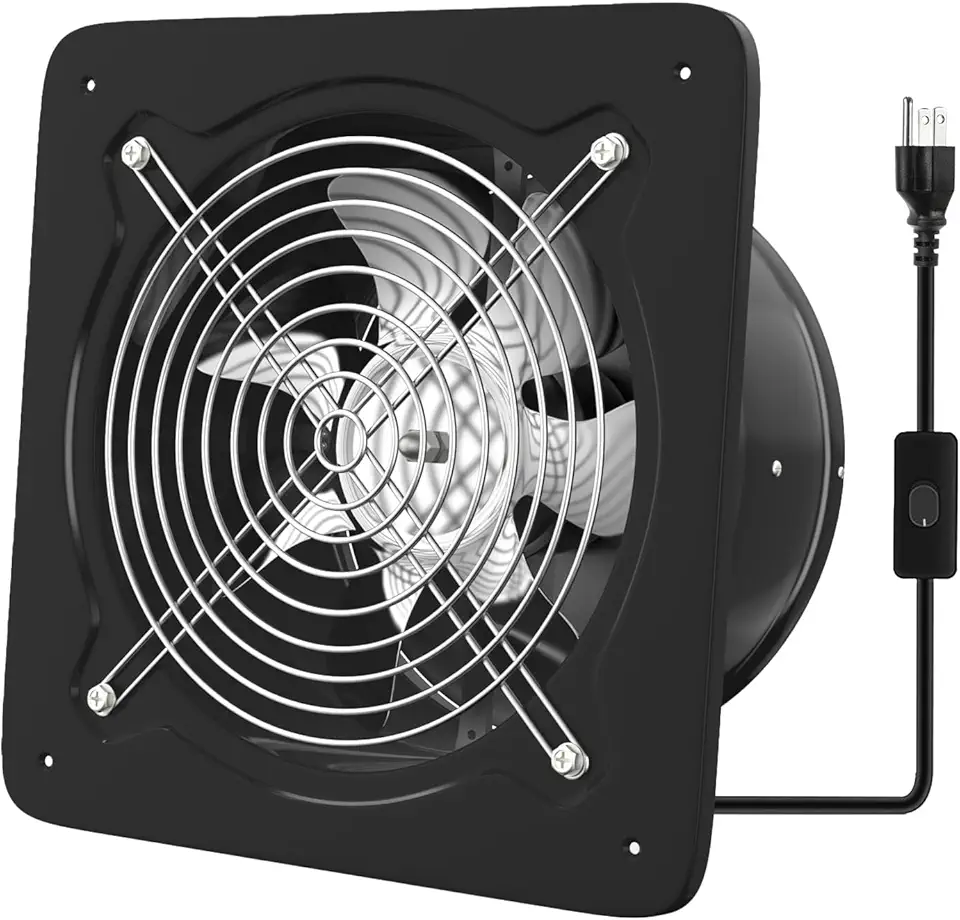 FanGoFast Exaustor de 20 cm, exaustor de cozinha para parede, exaustor de janela potável, ventilador de banheiro montado na parede de 576 CFM com válvula de retenção para cozinha, oficina, porão