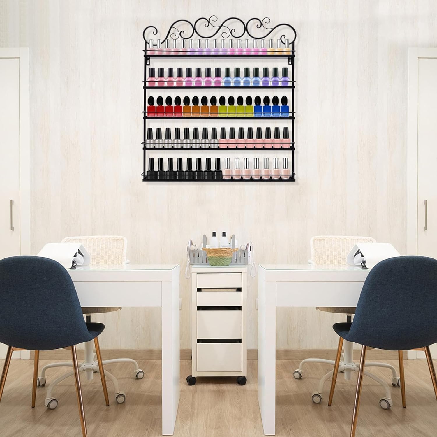 KEuLen Scaffali per Smalti per Unghie Montati Parete, Organizer for smalti da Parete, mensola a Parete, Supporto for Organizer Multifunzionale for Salone/Bellezza/Negozio di Unghie(Black)