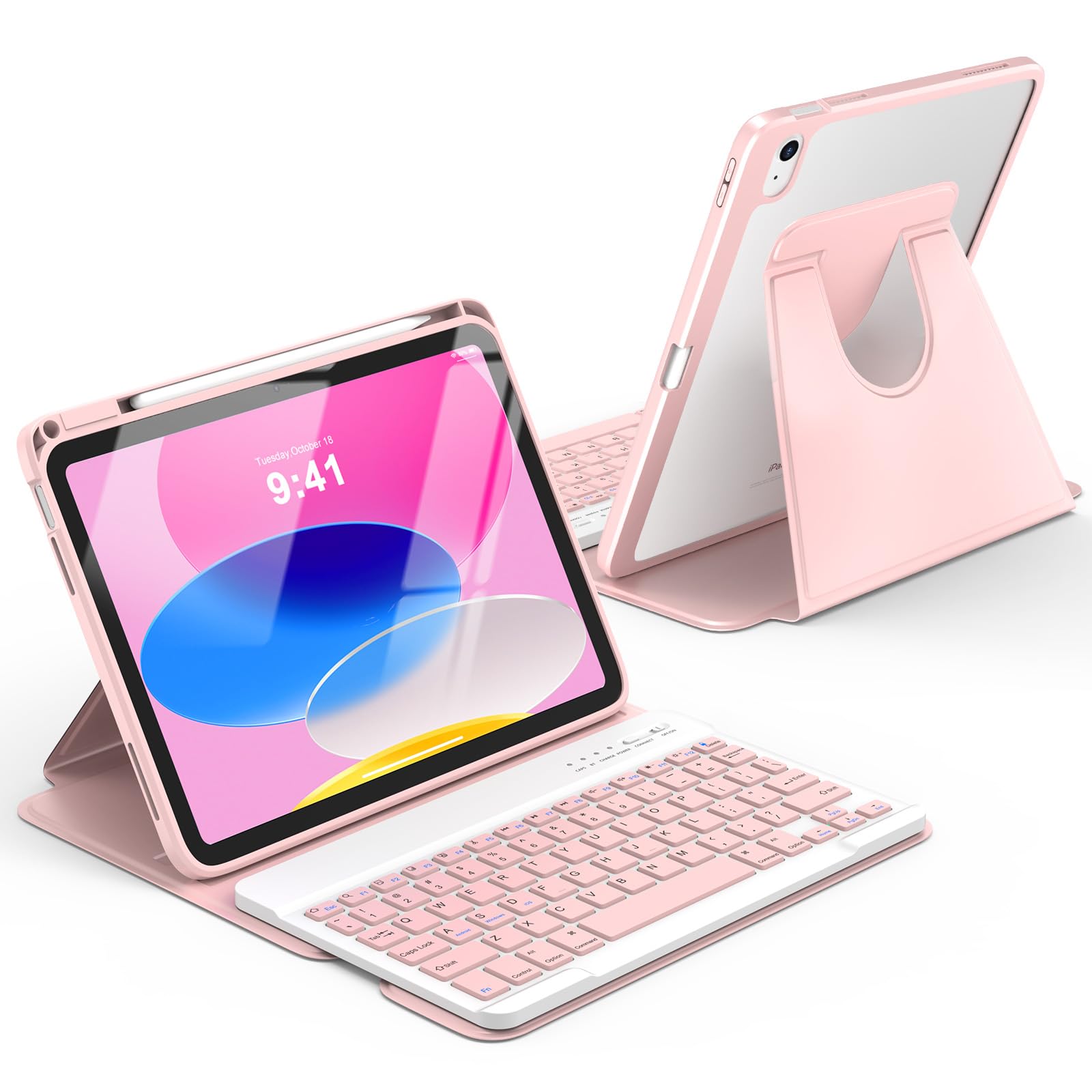 besky Keyboard Case for iPad A16 11th/10th Gen 11/10.9 Inch, 360° Rotatable