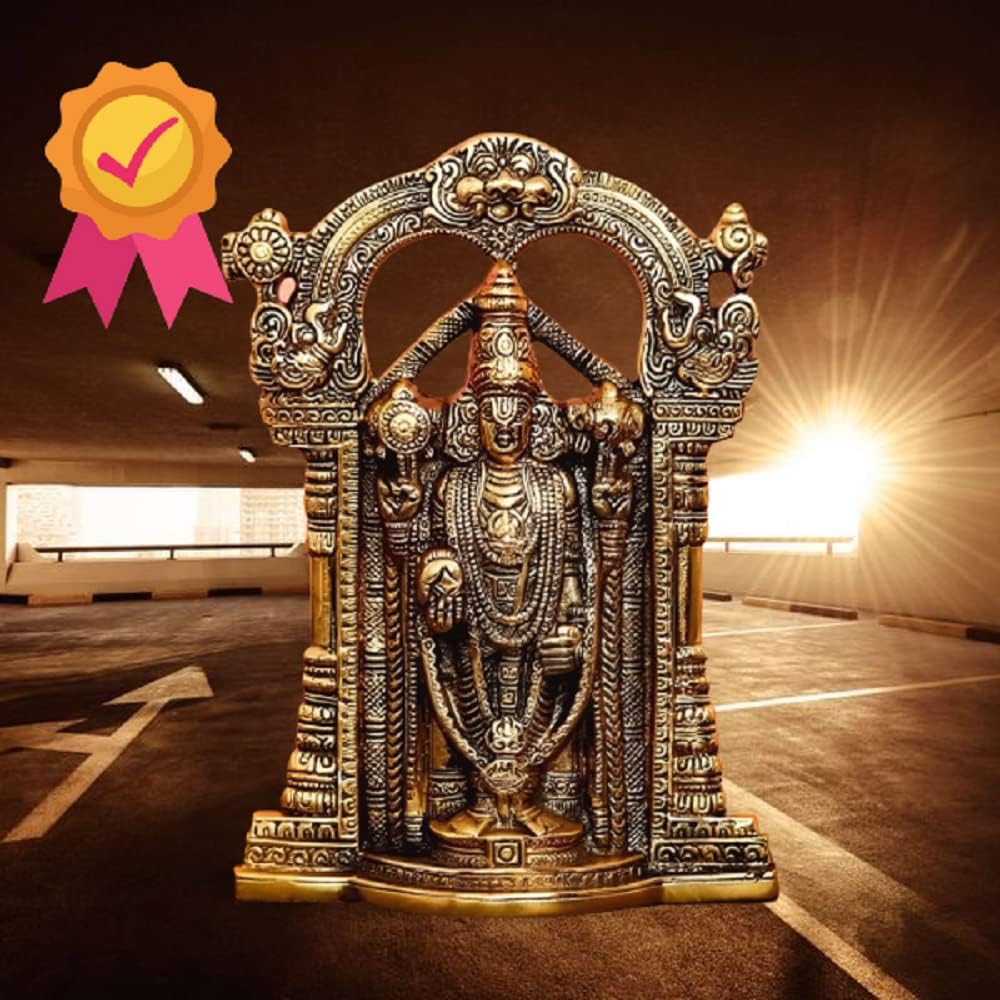 USA Deals 365 ゴールド 真鍮 ティルパティ バラジ スリ ベンカテスワラ ホームデコレーション プージャ スピリチュア
