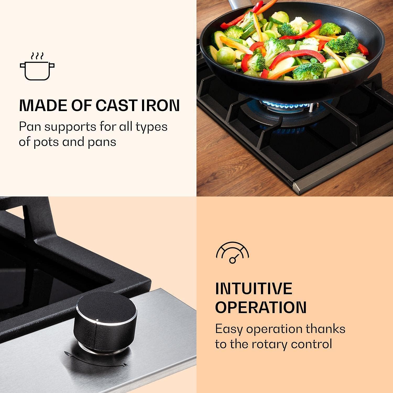 Klarstein Piano Cottura 2 Fuochi Gas, Piano Cottura a Gas Integrato 4.2kW, Piano Cottura 2 Fuochi Gas Incasso in Acciao Inox, Piano Cottura 2 Fuochi Gas con Coperchio, Piano Cottura a Gas 2 Fuochi Klarstein Piano Cottura 2 Fuochi Gas, Piano Cottura a Gas Integrato 4.2kW, Piano Cottura 2 Fuochi Gas Incasso in Acciao Inox, Piano Cottura 2 Fuochi Gas con Coperchio, Piano Cottura a Gas 2 Fuochi