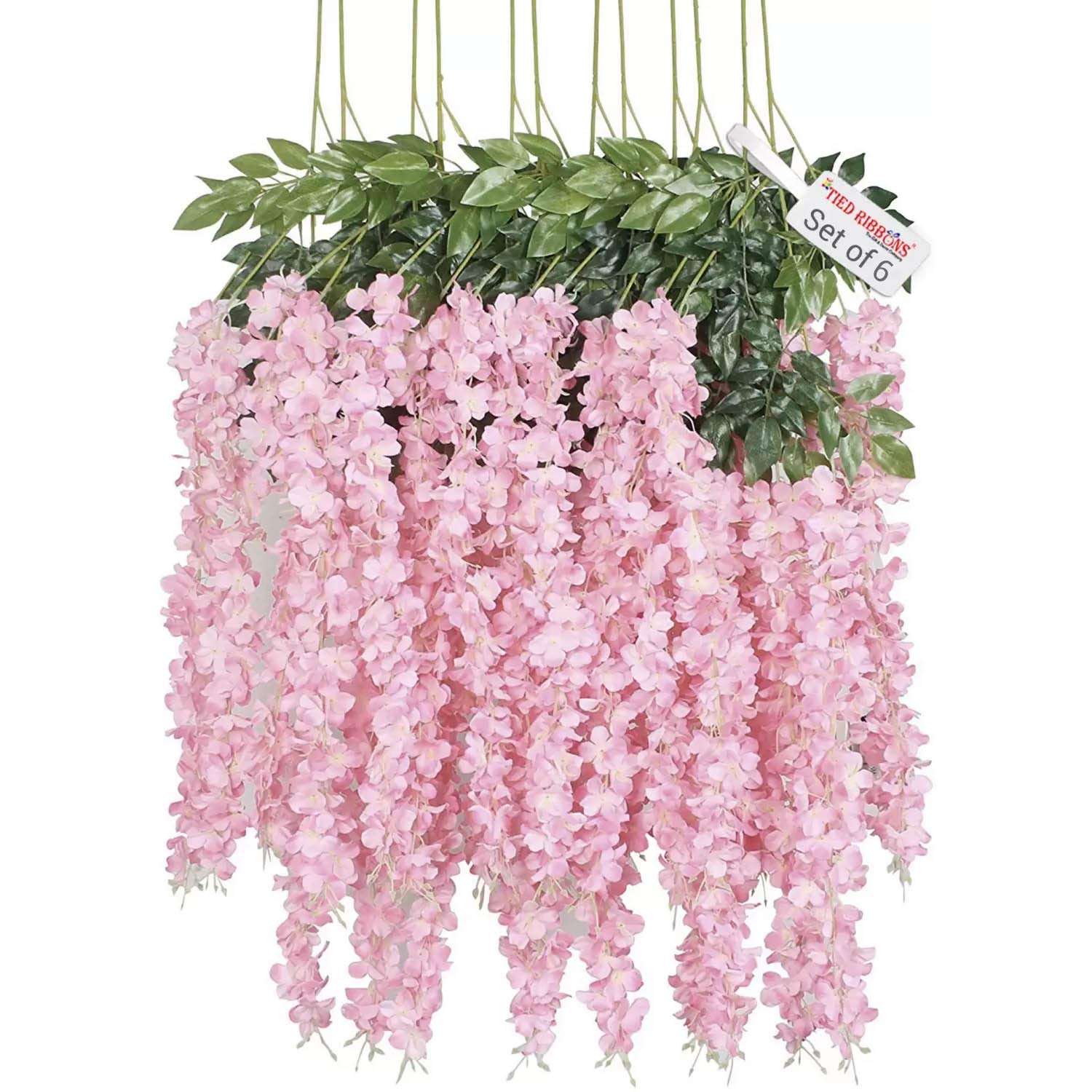 TIED RIBBONS Set of 6 Artificial Silk Wisteria Hanging Flowers Strings Garlands for Home Decoration Wedding Outdoor Ceremony Events Backdrop Floral Décor (Light Pink, Longest String 111 cm) (B08Z2V2LZX) Amazon Price History, Amazon Price Tracker