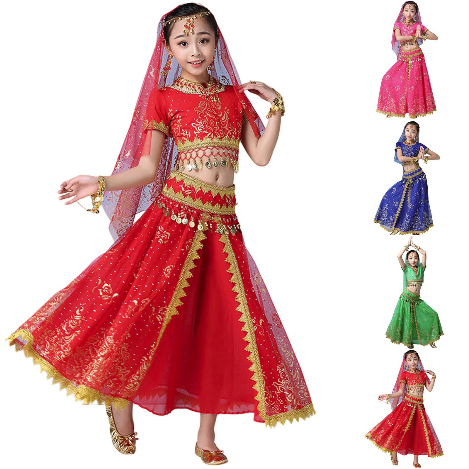 Générique Déguisement bollywood Enfant Costume Danse Orientale Robe Indienne Carnaval Fille tenue danse fille tenue danse fille - 4