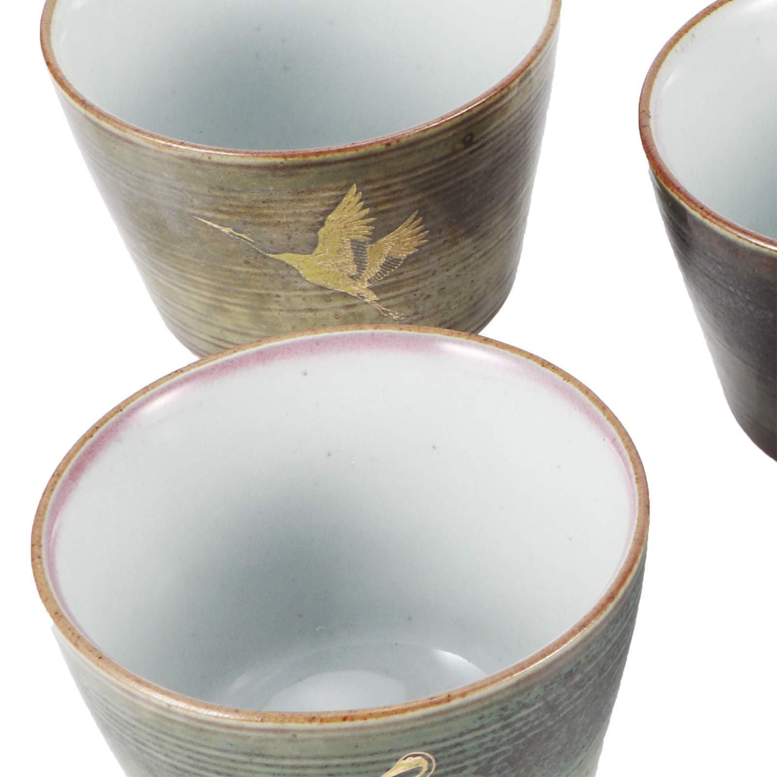Yosoo Health Gear Ensemble de 4 tasses à thé en céramique, Design japonais artisanal, Tasses rétro pour thé et café, Céramique lisse