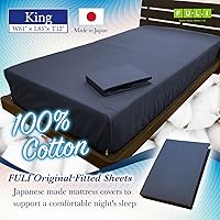 Vista 2 de FULI Sábanas bajeras 100% algodón, funda de colchón de futón japonés, sofá futón, sábana de cama, fabricada en Japón (gris oscuro, King)