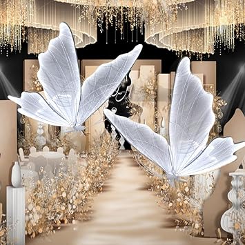 Wedding Butterfly Led Lamp Set of 2, Hanging Butterfly Light Decor, Wedding Dance Floor Props, Butterfly Hanging Decor Props for Wedding Christmas PartyWhite Light,23.6IN/60CM